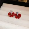Lifanti 1670 real gold electroplated zircon oil-dripping flower earrings, sweet and exquisite Japanese and Korean stud earrings, fashionable and internet-famous style earrings Specification image